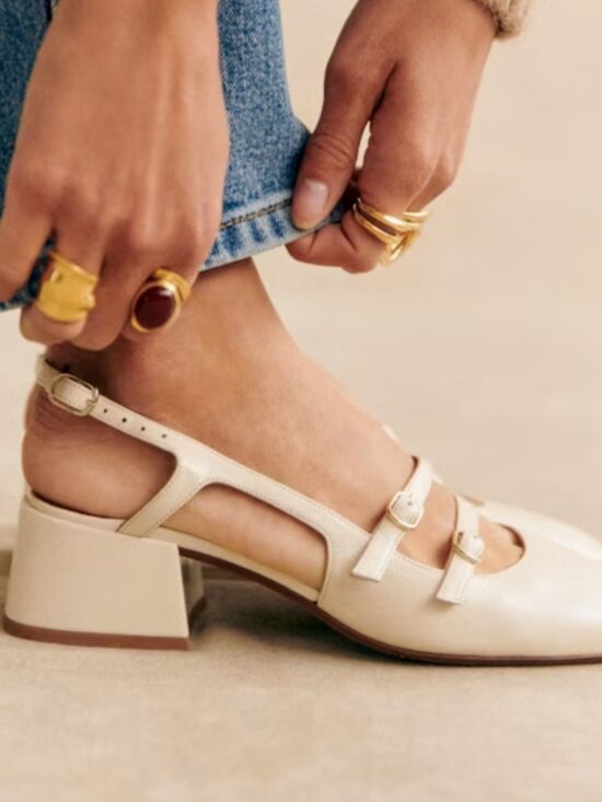 Sezane Shoes - Sezane Paula Babies in White Lacquer